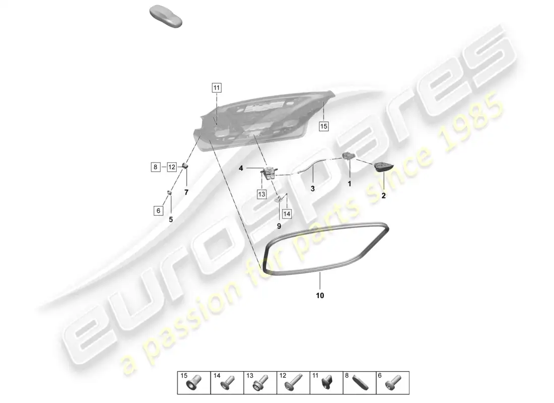 porsche 2026 (taycan 9j1-2) accesorios de tapa trasera diagrama de piezas