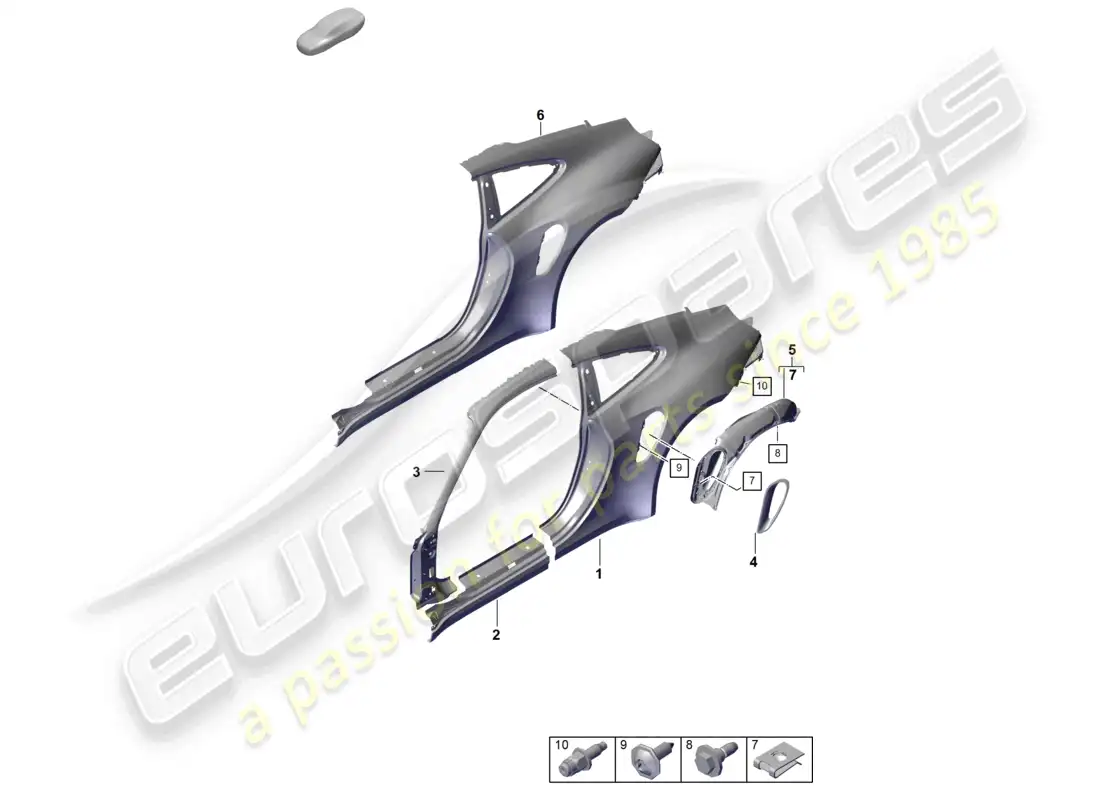 porsche 2022 (992-1 gt3/rs/st) diagrama de piezas de la parte lateral exterior gt3rs