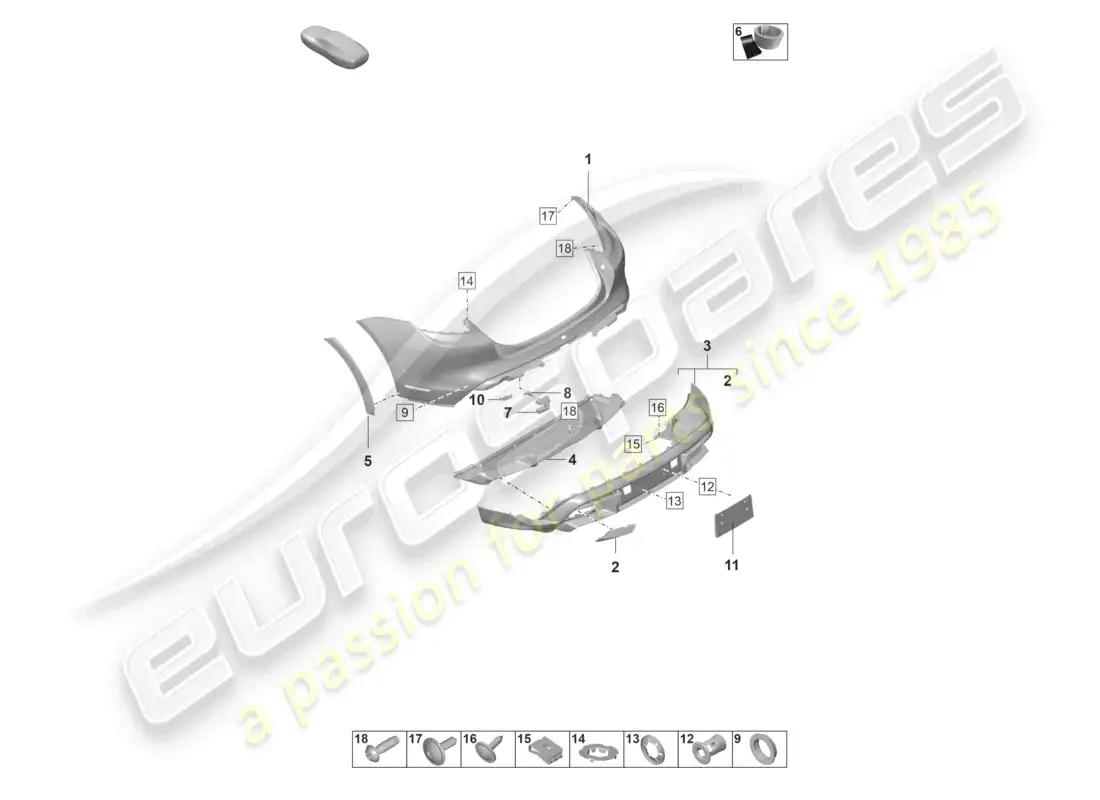 porsche 2020 (taycan 9j1-1) parachoques trasero taycan cross turismo turbo s diagrama de piezas