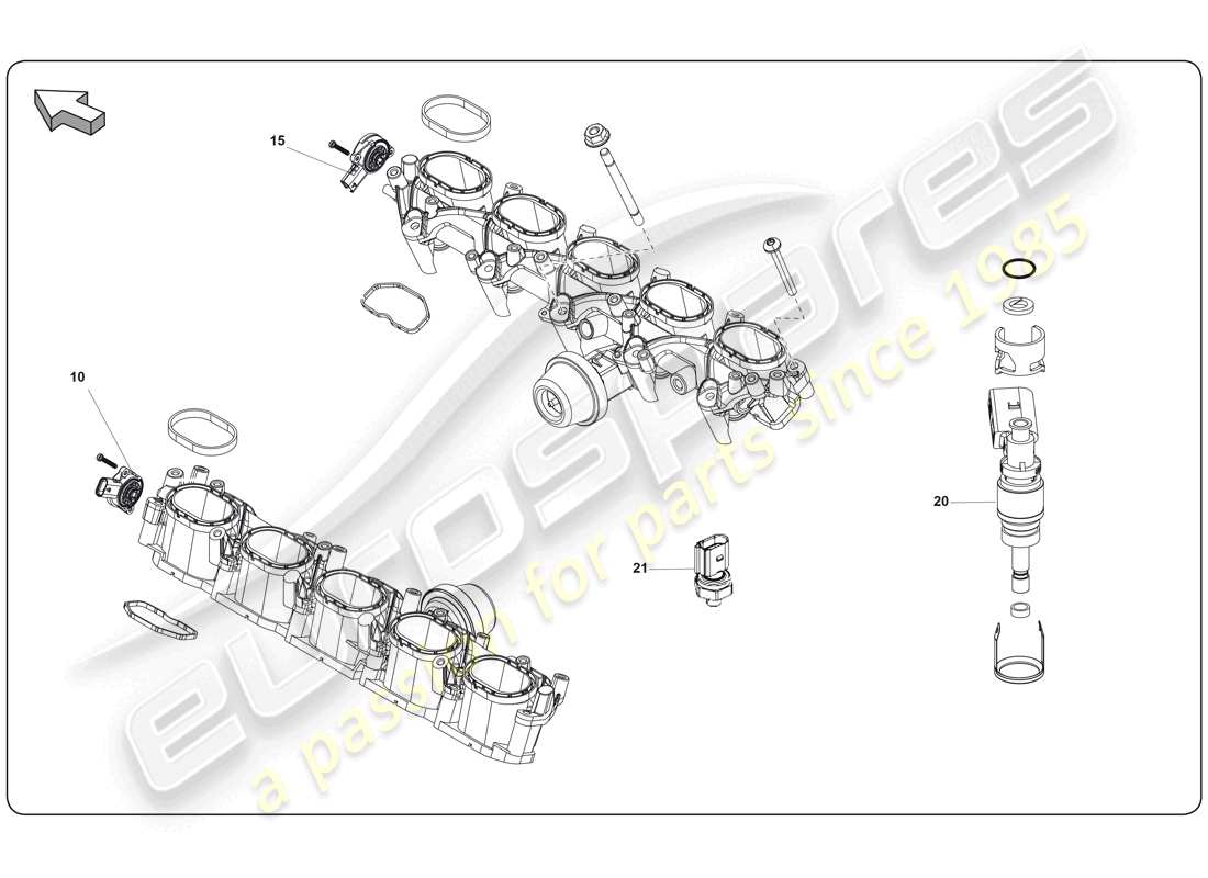 lamborghini super trofeo (2009-2014) colector de admisión diagrama de piezas