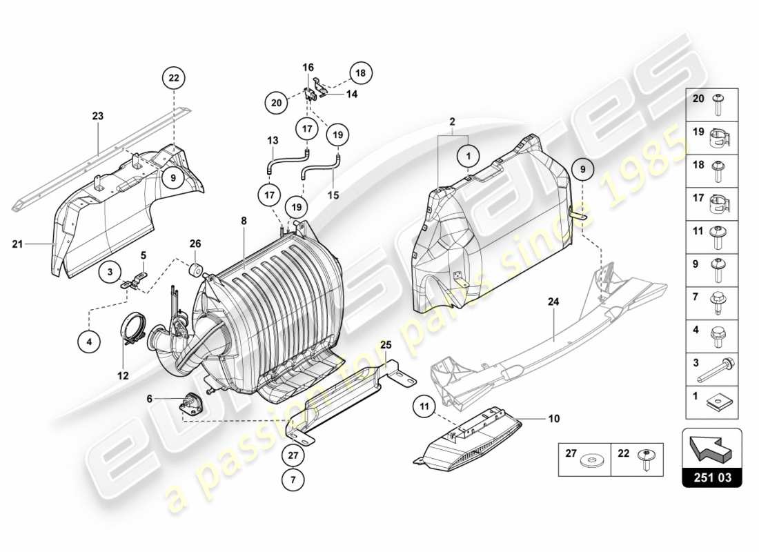 lamborghini 2012 (lp700-4 coupe)) silenciador con catalizador diagrama de piezas