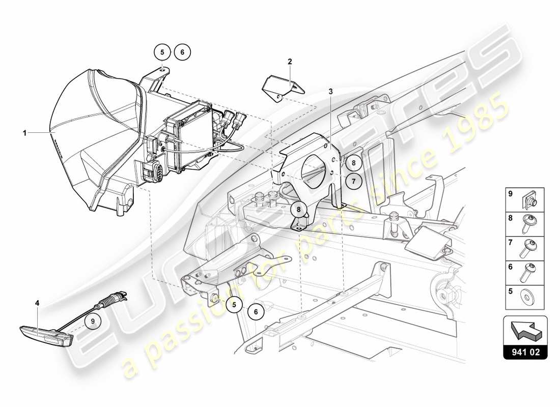 lamborghini centenario roadster (2017) diagrama de piezas de los faros delanteros