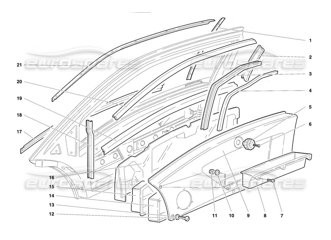 lamborghini diablo se30 (1995) diagrama de piezas de puertas