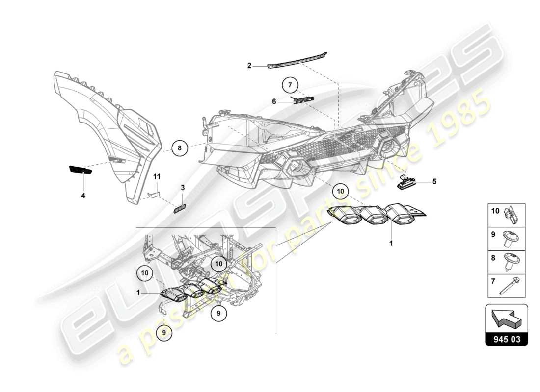 lamborghini sian (2020) luz trasera trasera diagrama de piezas