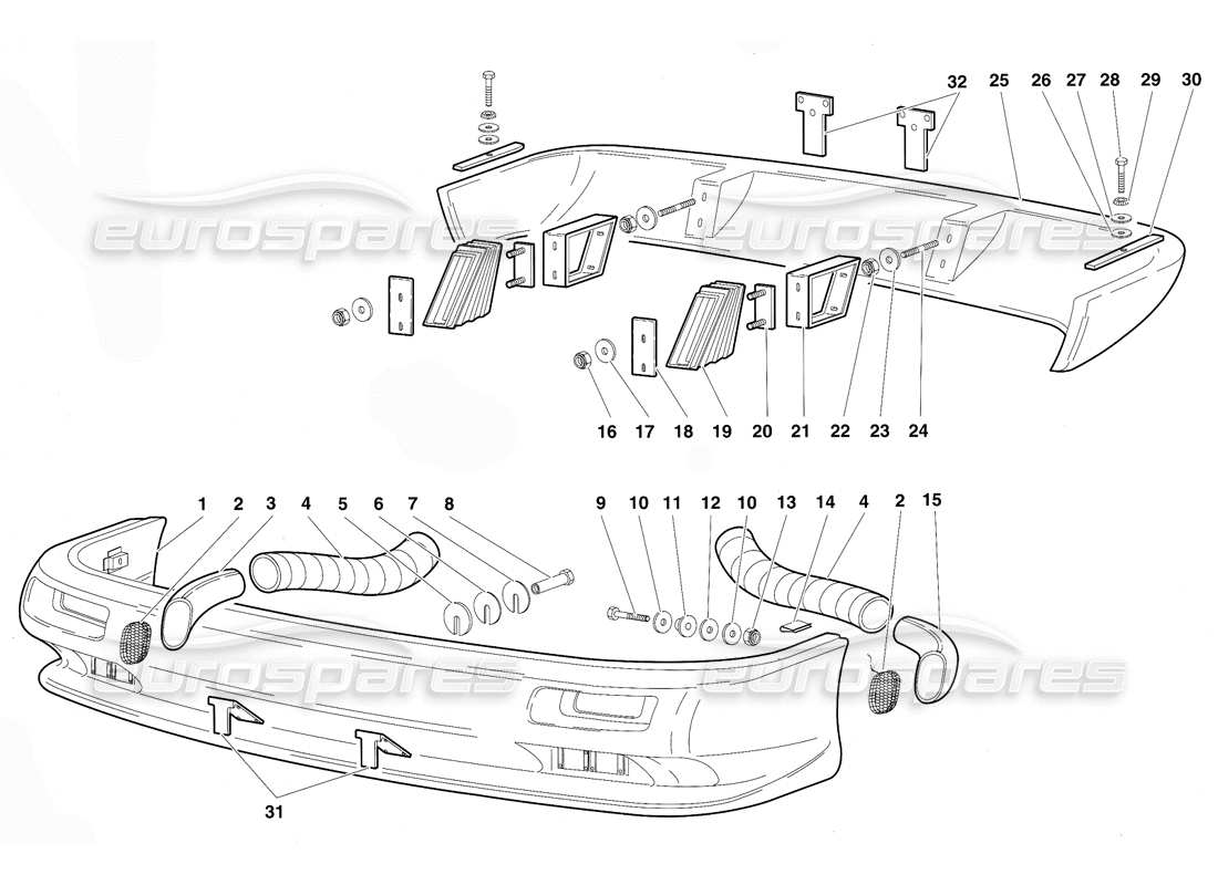 lamborghini diablo (1991) parachoques diagrama de piezas