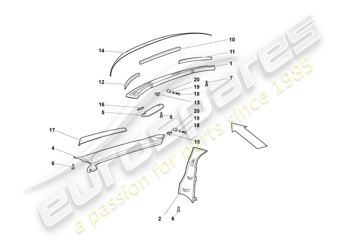 lamborghini murcielago roadster (2006) absorbentes de sonido diagrama de piezas