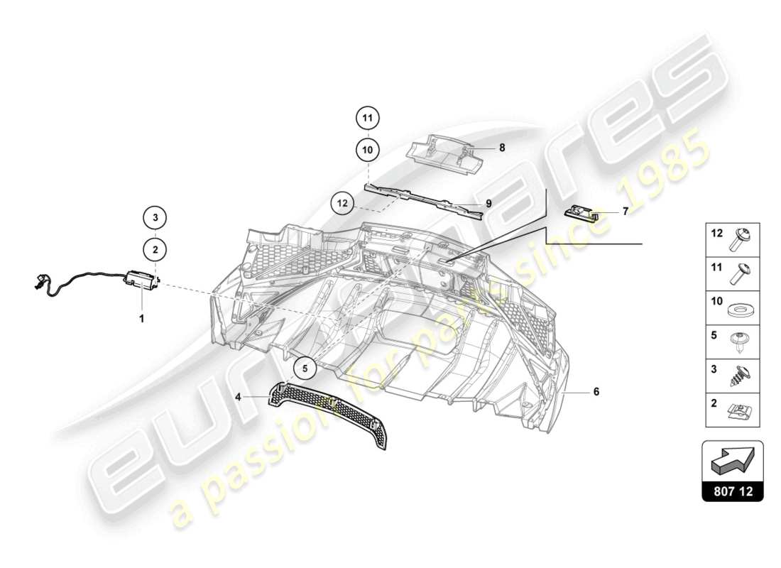 lamborghini 2016 (lp750-4 sv roadster) parachoques completo diagrama de pieza