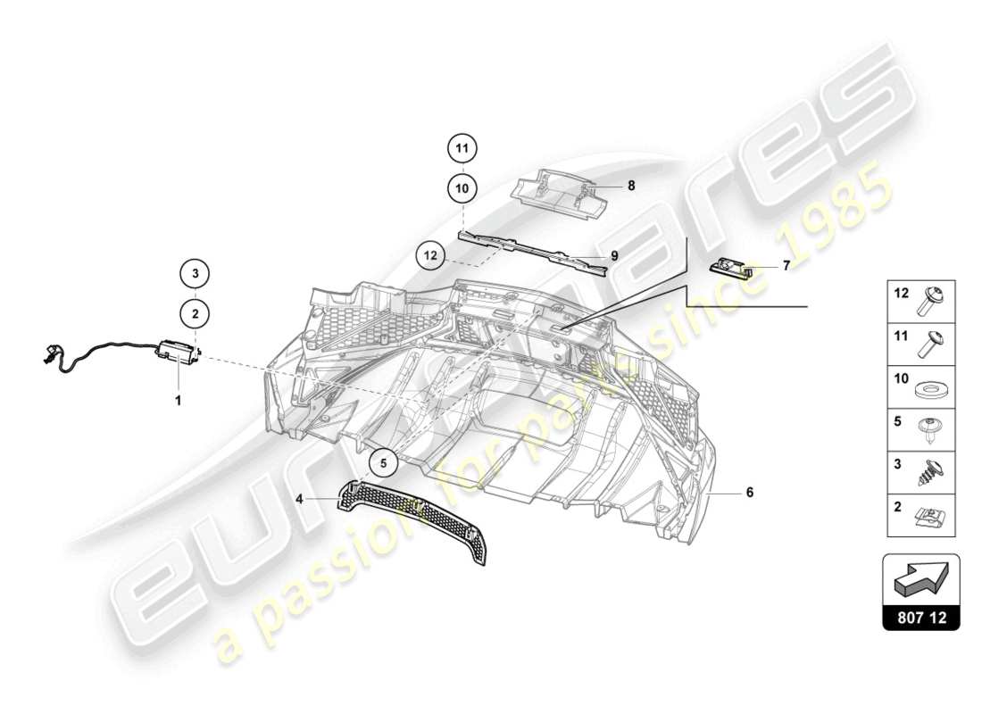 lamborghini lp750-4 sv roadster (2016) parachoques, completo diagrama de piezas