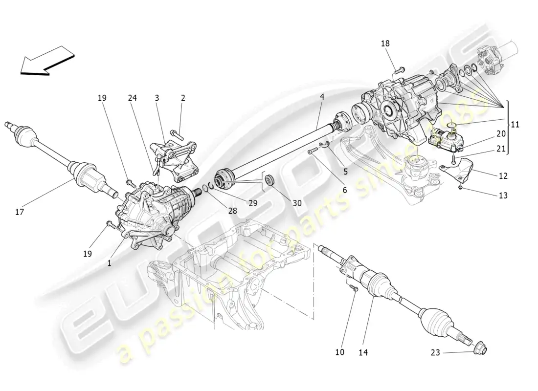 maserati levante gt (2022) transmisión de las ruedas delanteras diagrama de piezas