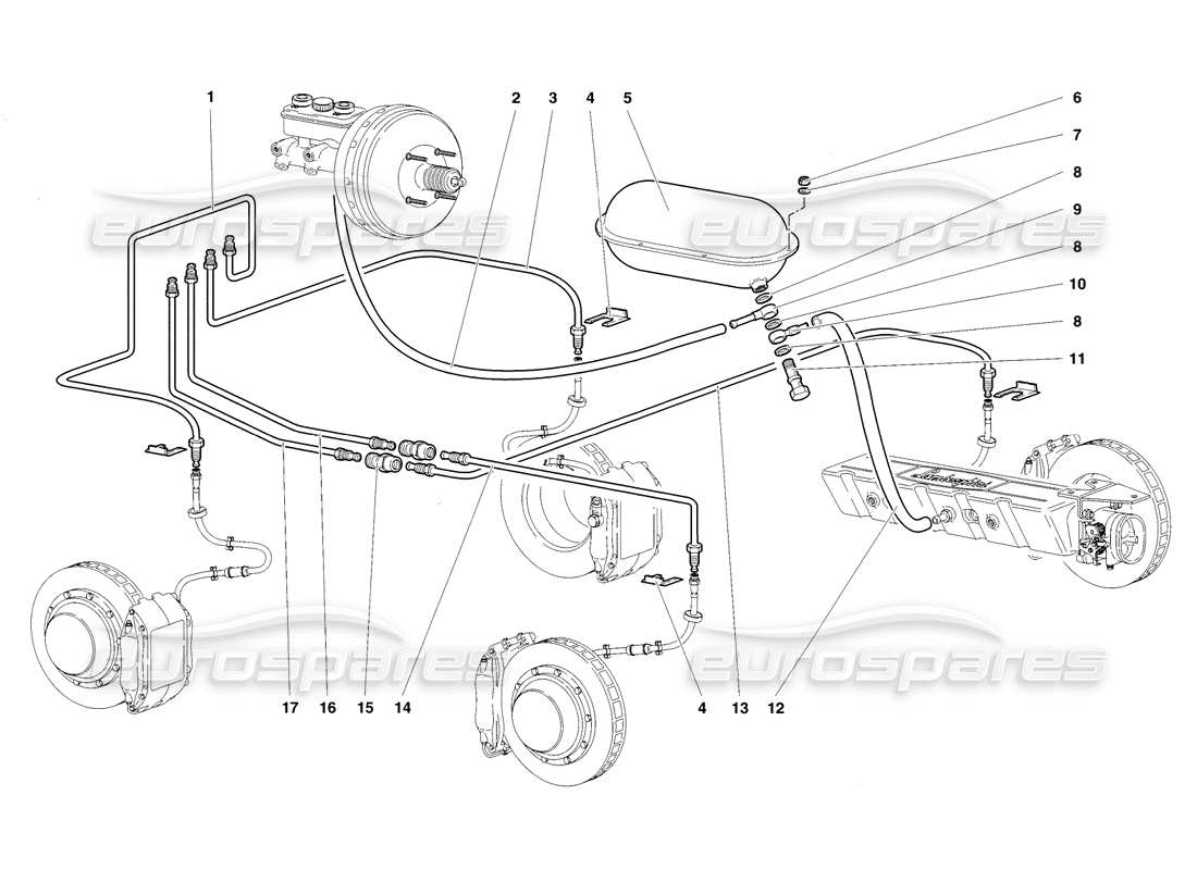 lamborghini diablo sv (1998) brake system diagrama de piezas