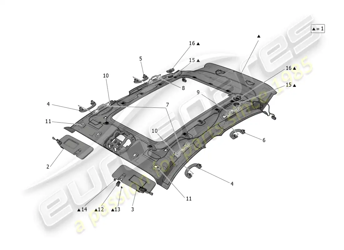 maserati grecale gt (2023) parasol y techo diagrama de piezas