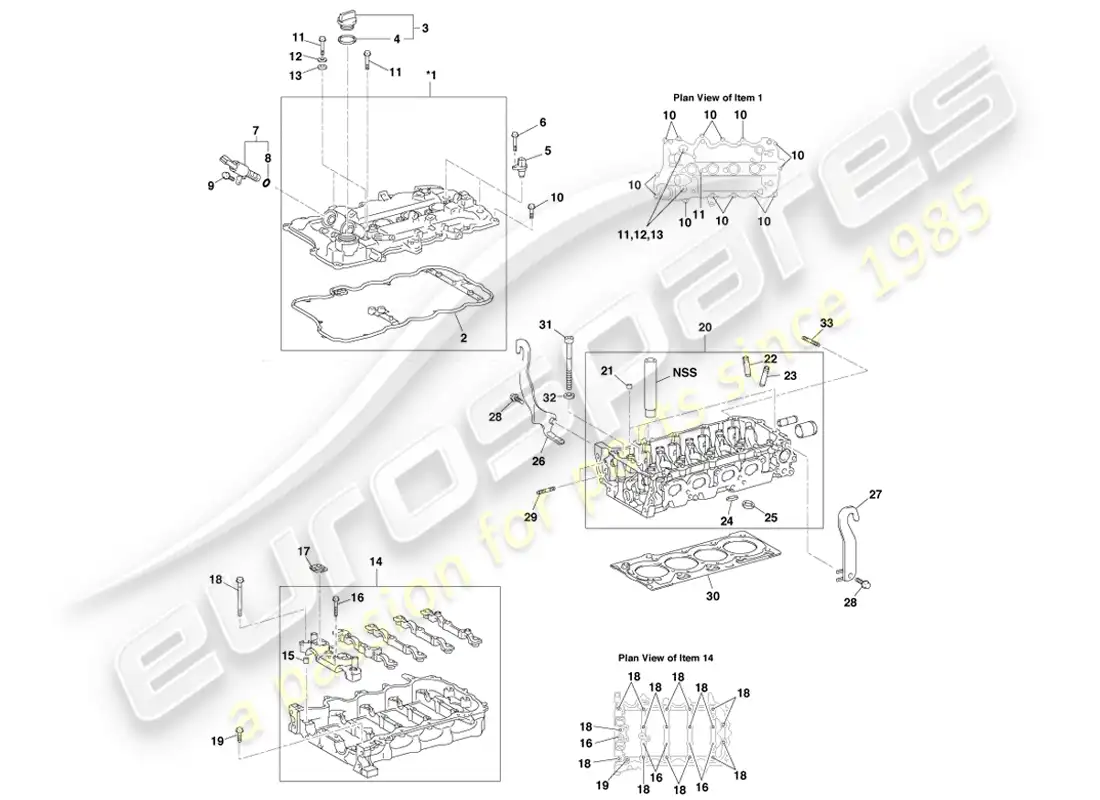 aston martin cygnet (2012) cabeza de cilindro diagrama de piezas