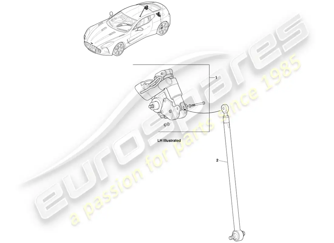aston martin one-77 (2011) sistema de altura de manejo ajustable, trasero diagrama de piezas