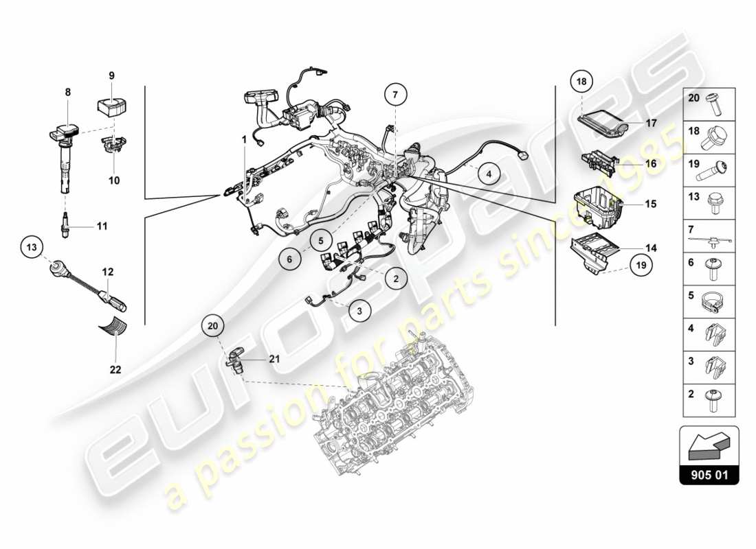 lamborghini lp610-4 spyder (2019) sistema de encendido diagrama de piezas