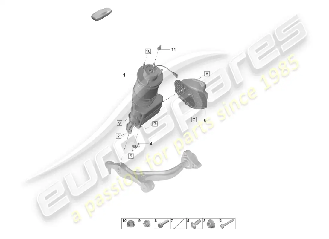 porsche 2020 (taycan 9j1-1) diagrama de piezas de suspensión de aire
