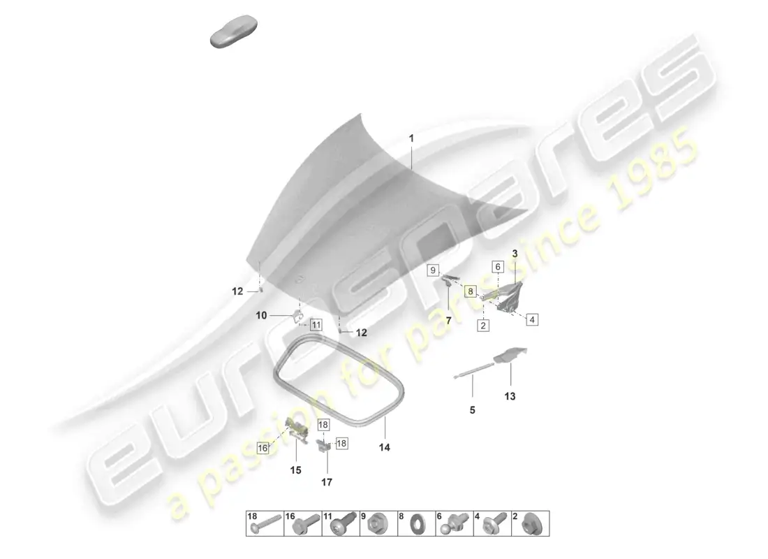 porsche 2020 (taycan 9j1-1) cubierta frontal diagrama de piezas