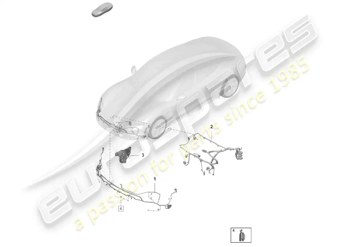 porsche 2021 (taycan 9j1-1) juego de cables para parachoques juego de cables para la parte delantera diagrama de piezas