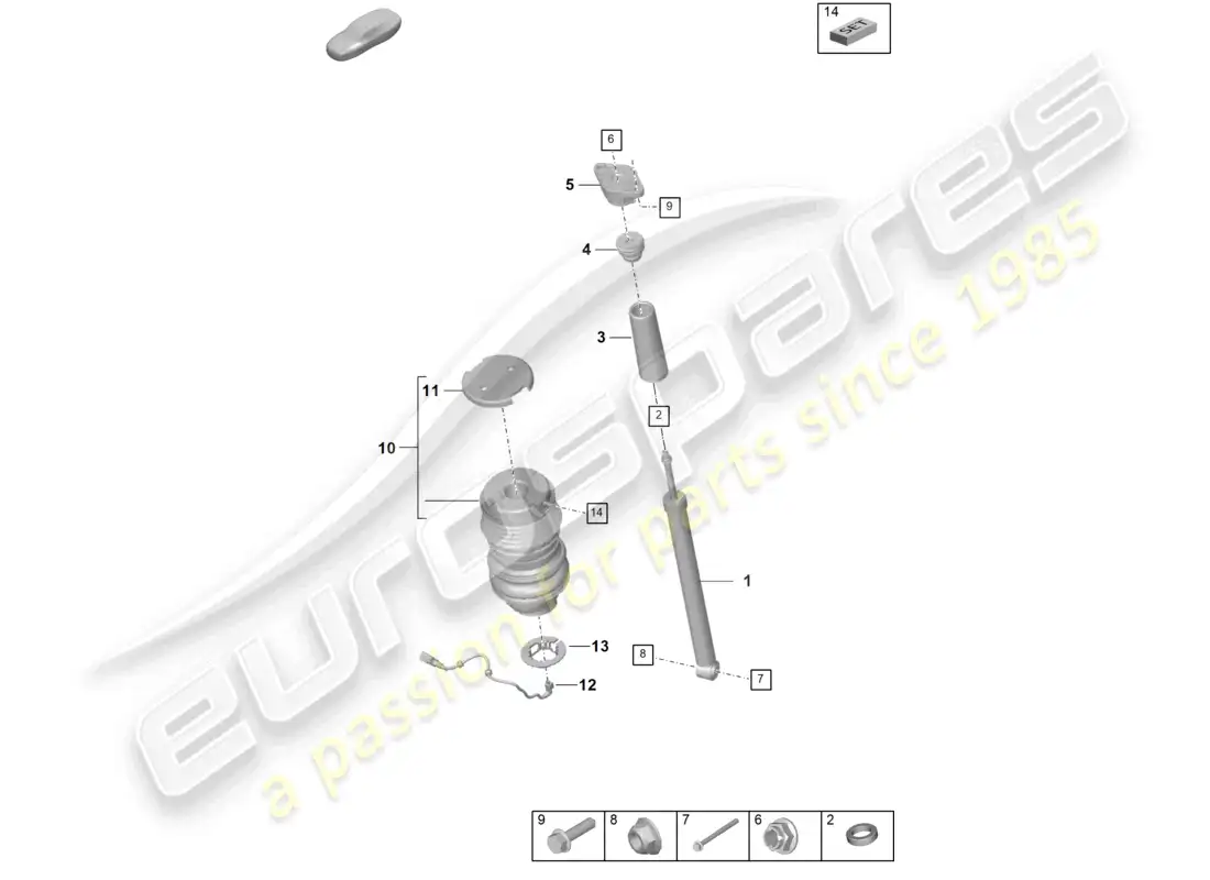 porsche 2020 (taycan 9j1-1) diagrama de piezas del puntal de gas