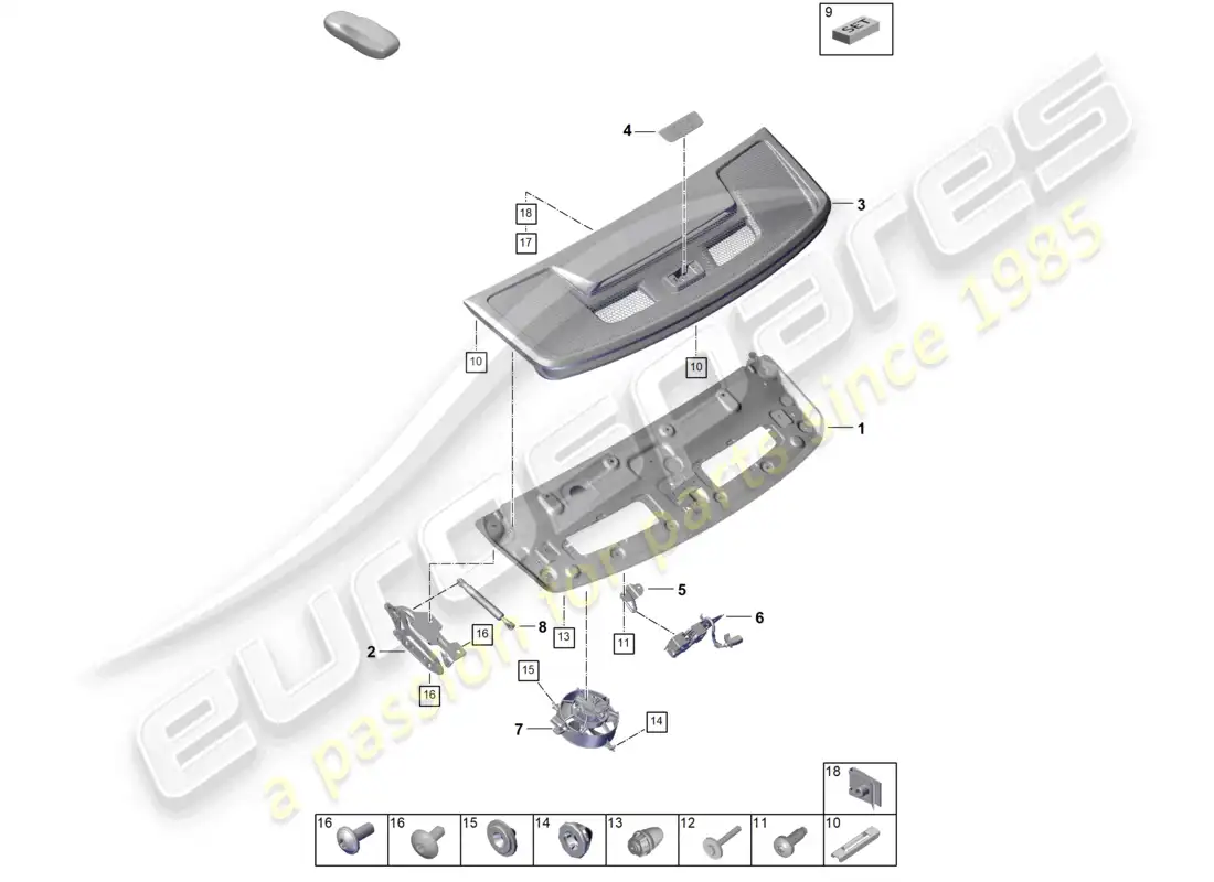 porsche 2023 (992-1 gt3/rs/st) portón trasero/tapa del maletero diagrama de piezas