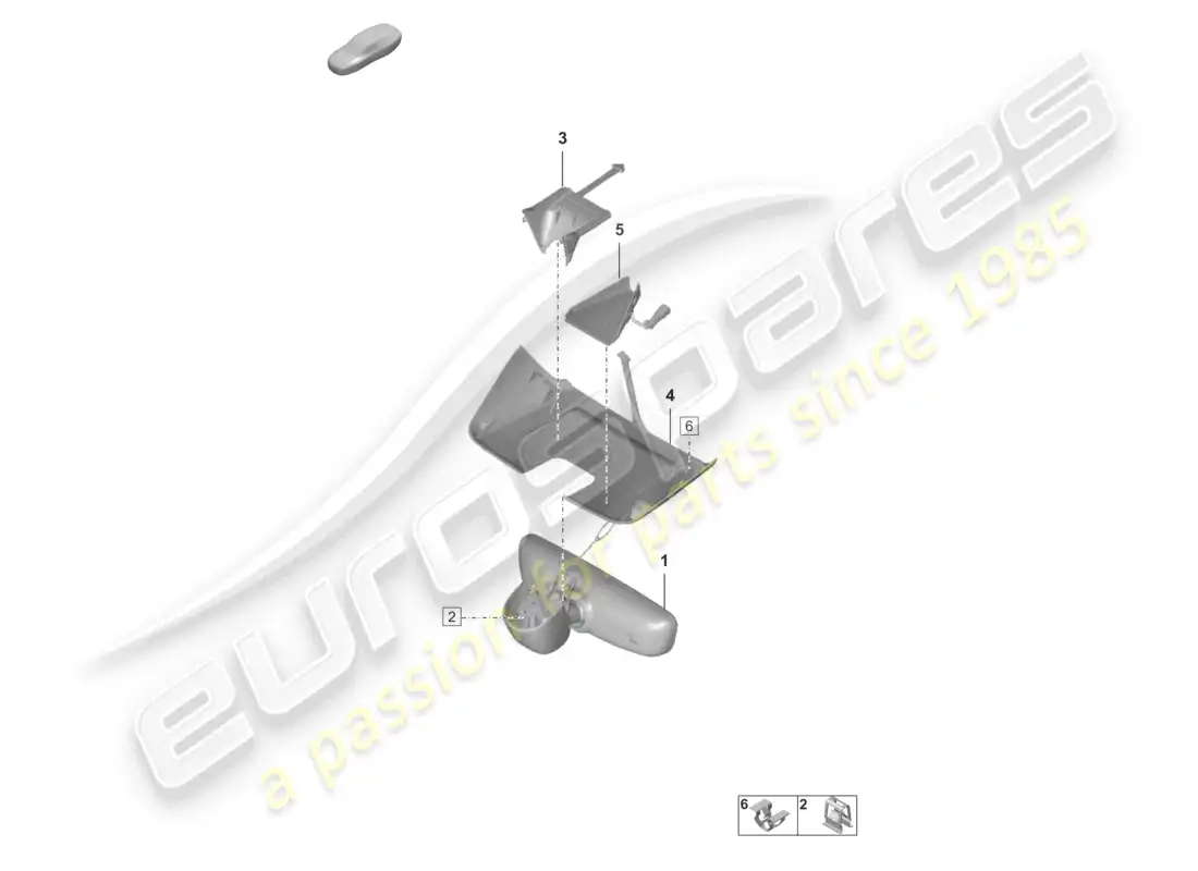 porsche 2022 (992-1 gt3/rs/st) diagrama de piezas de la cubierta del espejo interior