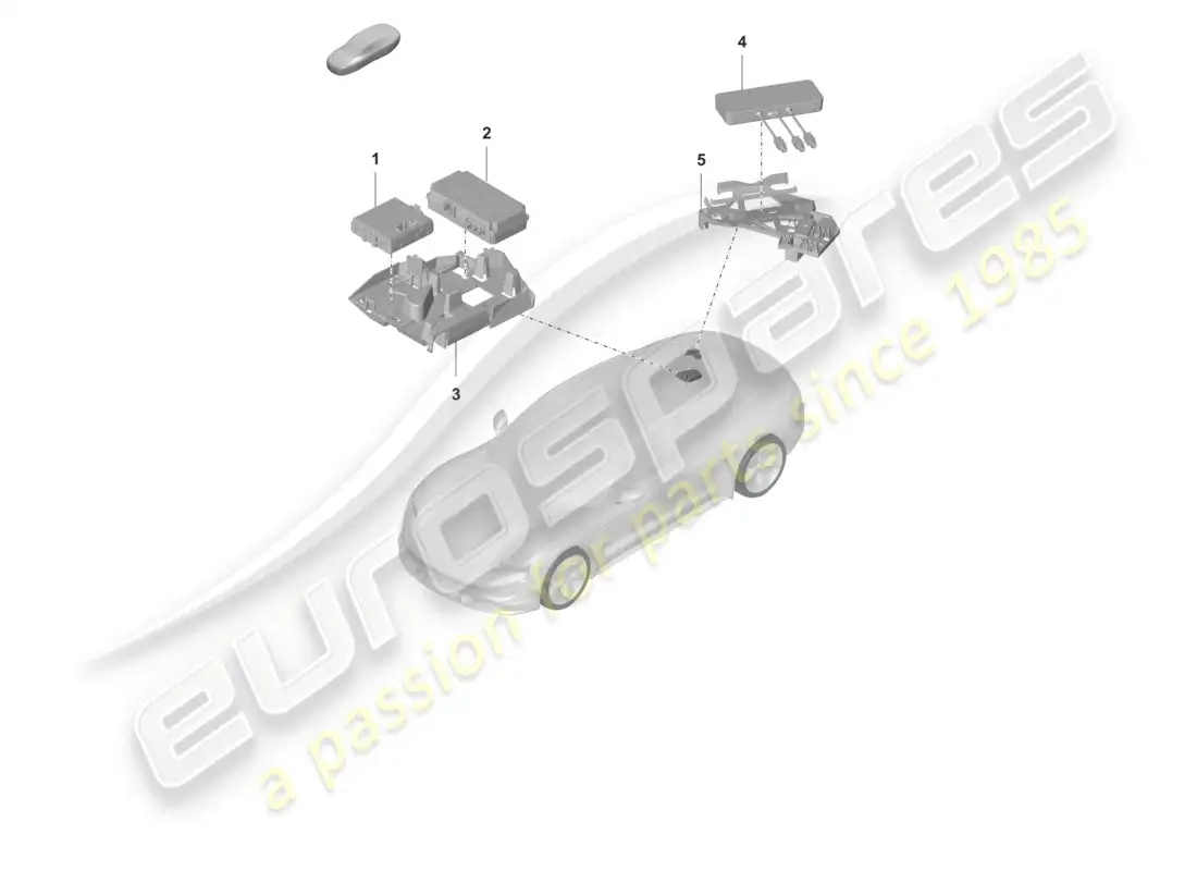 porsche 2020 (taycan 9j1-1) unidad de control para monitoreo en tiempo real (rtm) y diagrama de parte aérea