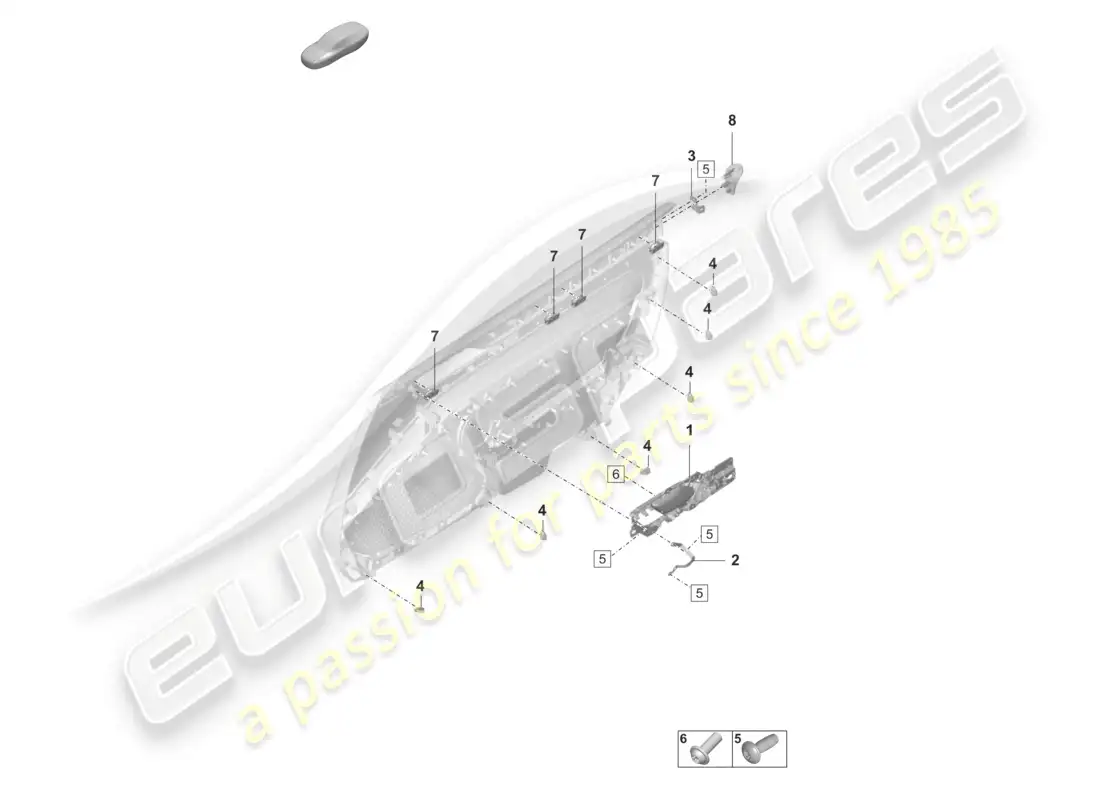 porsche 2022 (992-1 gt3/rs/st) diagrama de piezas de accesorios y sujetadores para paneles de puertas