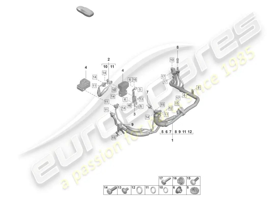 porsche 2020 (taycan 9j1-1) diagrama de piezas del intercambiador de calor del aire acondicionado r1234yf refrigerante