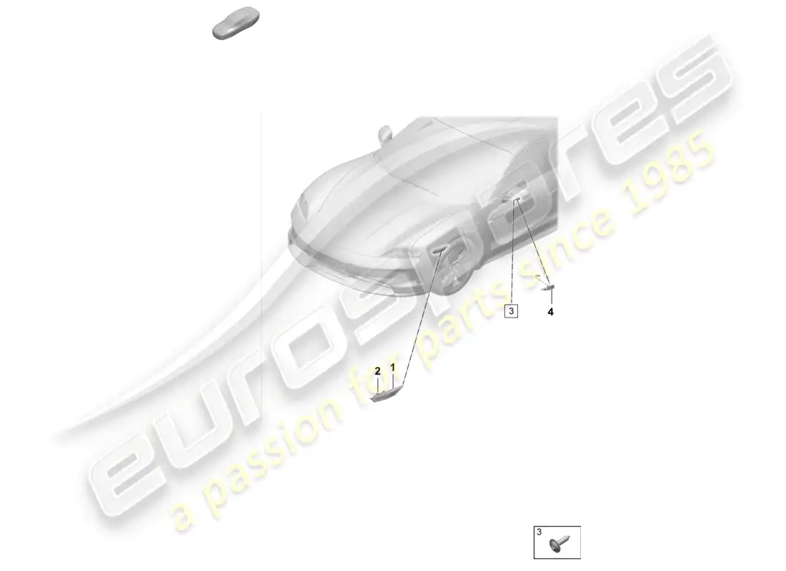 porsche 2025 (taycan 9j1-2) luz de posición lateral repetidora de señal de giro unidad de control para luz de conducción diurna diagrama de piezas