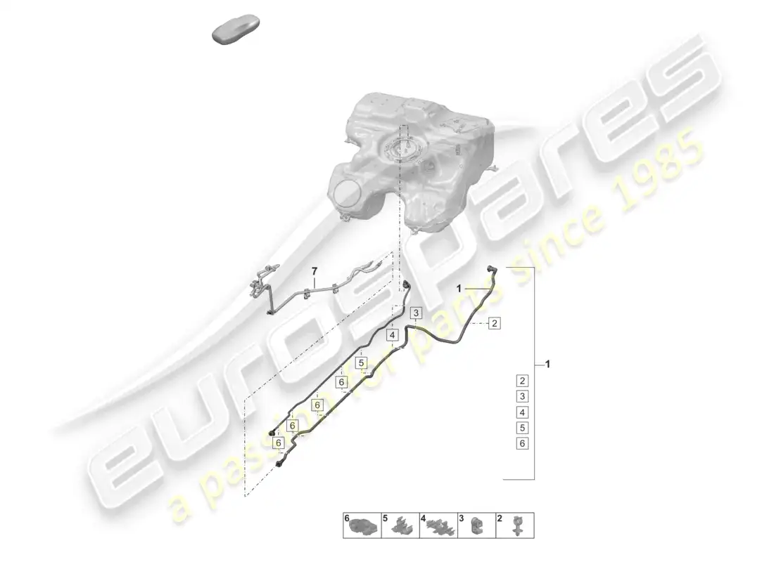 porsche 2022 (992-1 gt3/rs/st) diagrama de piezas de la línea de combustible delantera