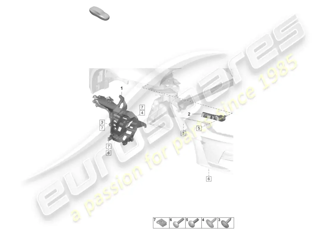 porsche 2022 (992-1 gt3/rs/st) sujetadores del parachoques trasero gt3 diagrama de piezas rs