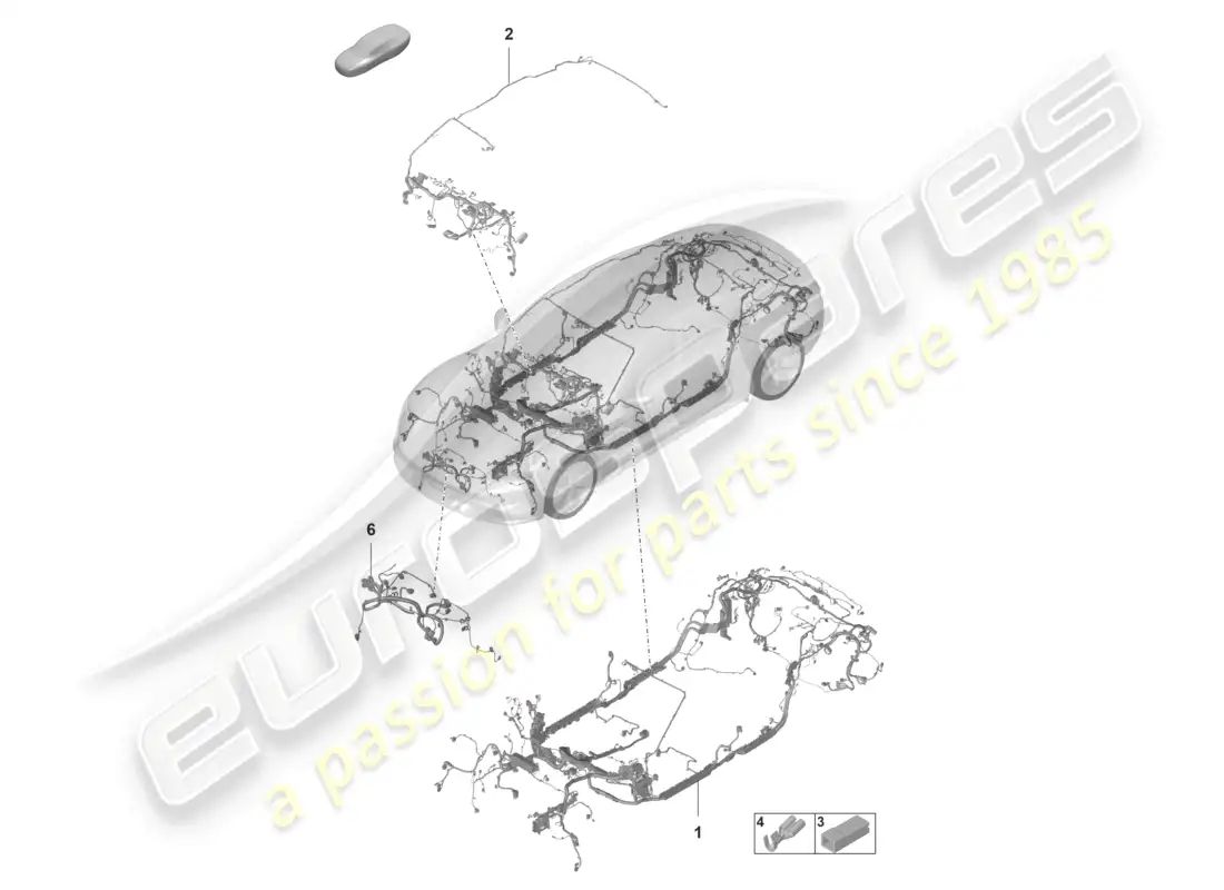 porsche 2021 (taycan 9j1-1) juego de cables tablero del habitáculo diagrama de piezas