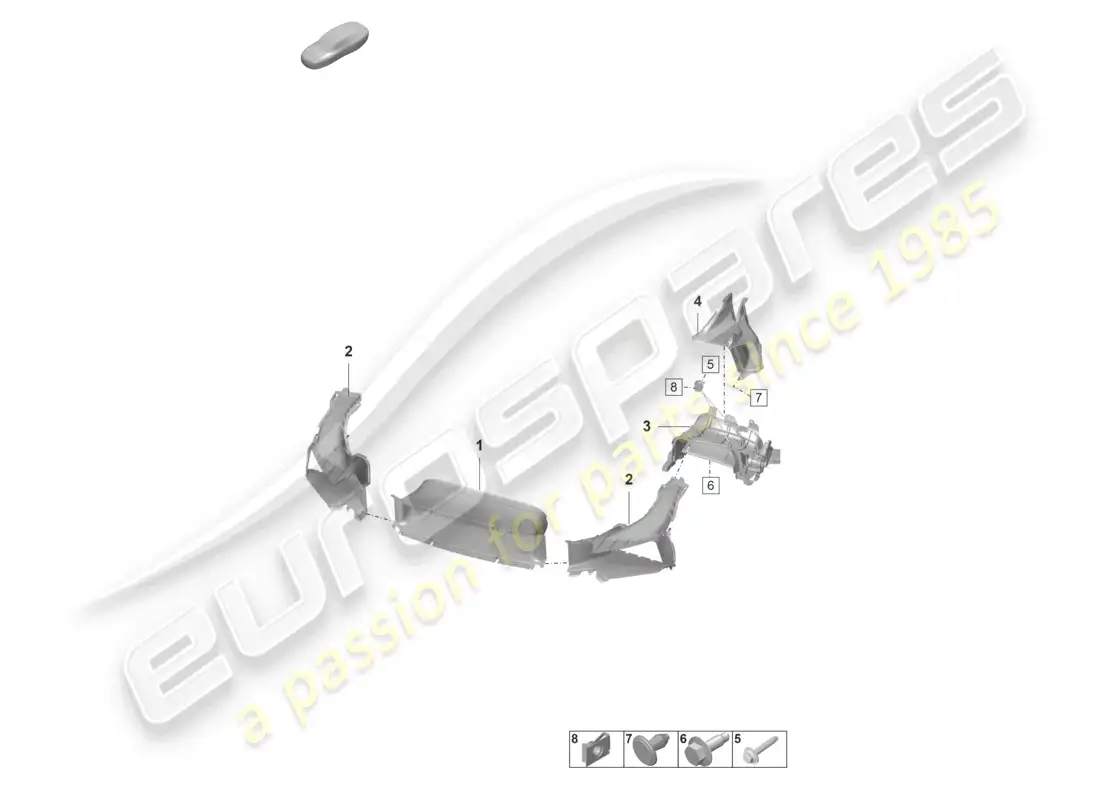 porsche 2023 (992-1 gt3/rs/st) parachoques guía de aire gt3 rs diagrama de piezas