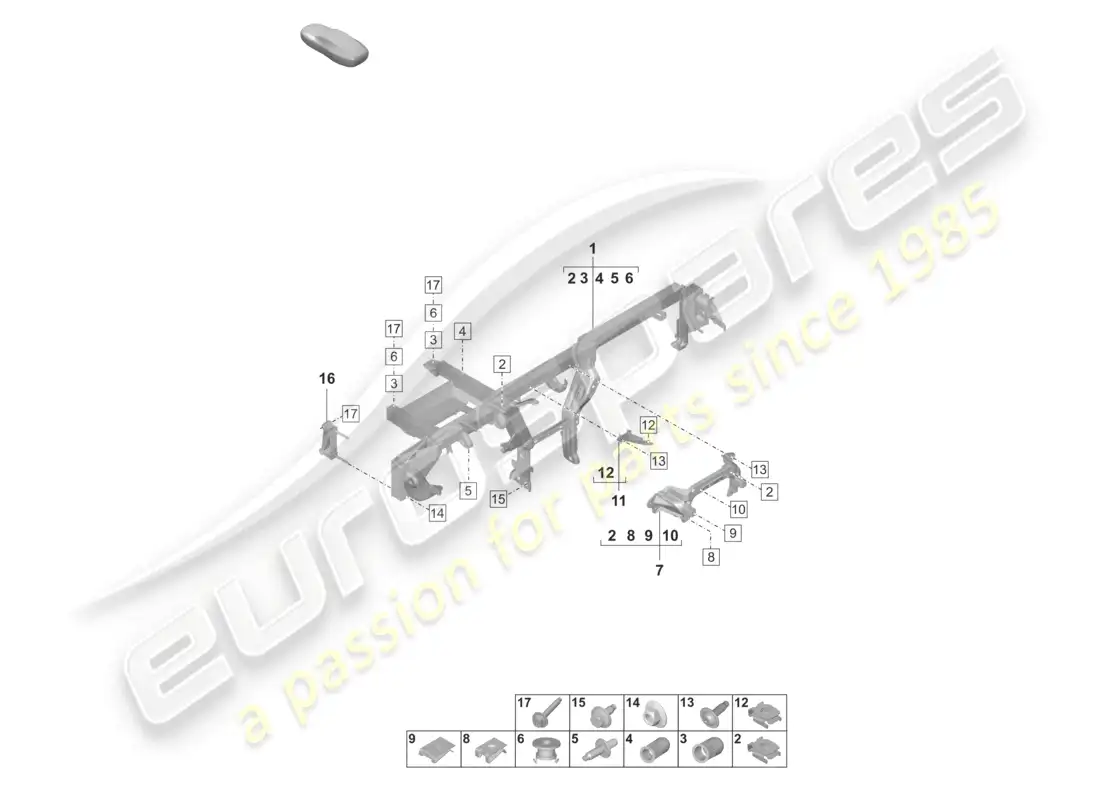 porsche 2023 (taycan 9j1-1) soporte para tablero y varios diagrama de piezas