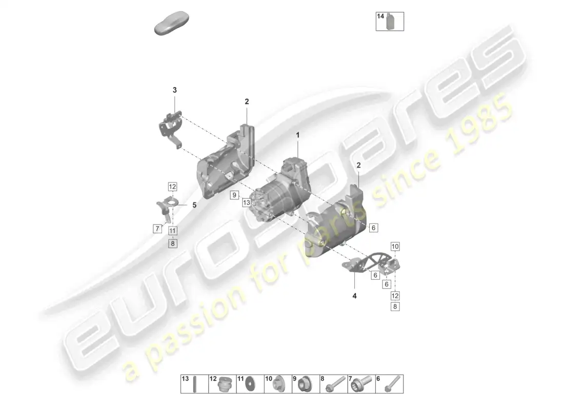 porsche 2020 (taycan 9j1-1) diagrama de piezas del compresor del aire acondicionado a/c con partes individuales
