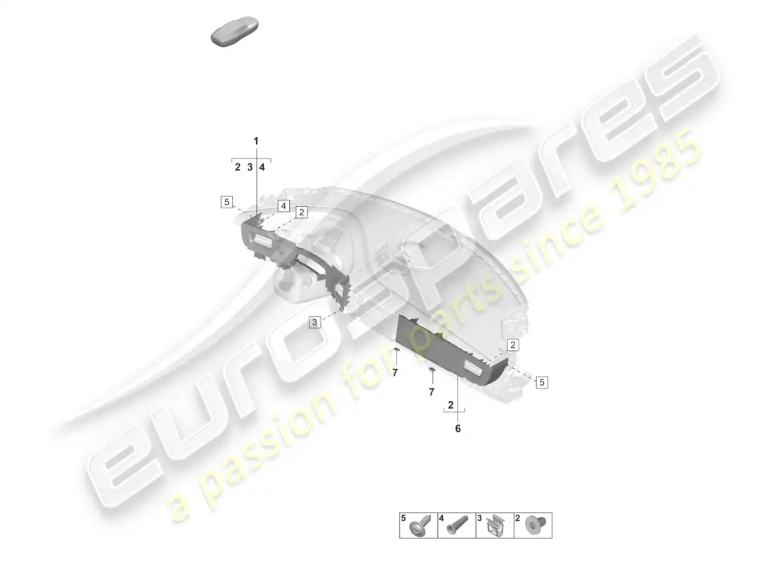 porsche 2023 (taycan 9j1-1) moldura para salpicadero diagrama de piezas
