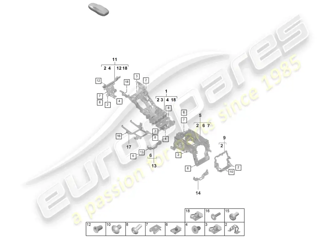 porsche 2023 (taycan 9j1-1) consola central soporte de base diagrama de piezas