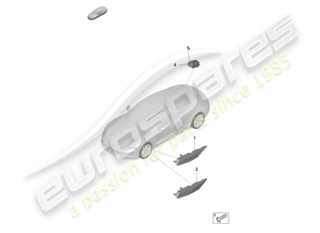 porsche 2023 (taycan 9j1-1) luz de posición lateral repetidora de señal de giro unidad de control para luz de conducción diurna diagrama de piezas