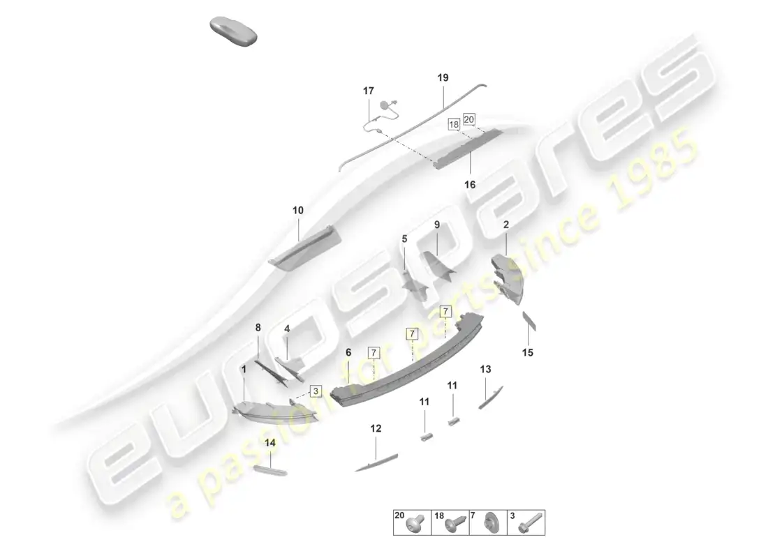 porsche 2023 (taycan 9j1-1) luz trasera luz de freno adicional luz de matrícula diagrama de piezas