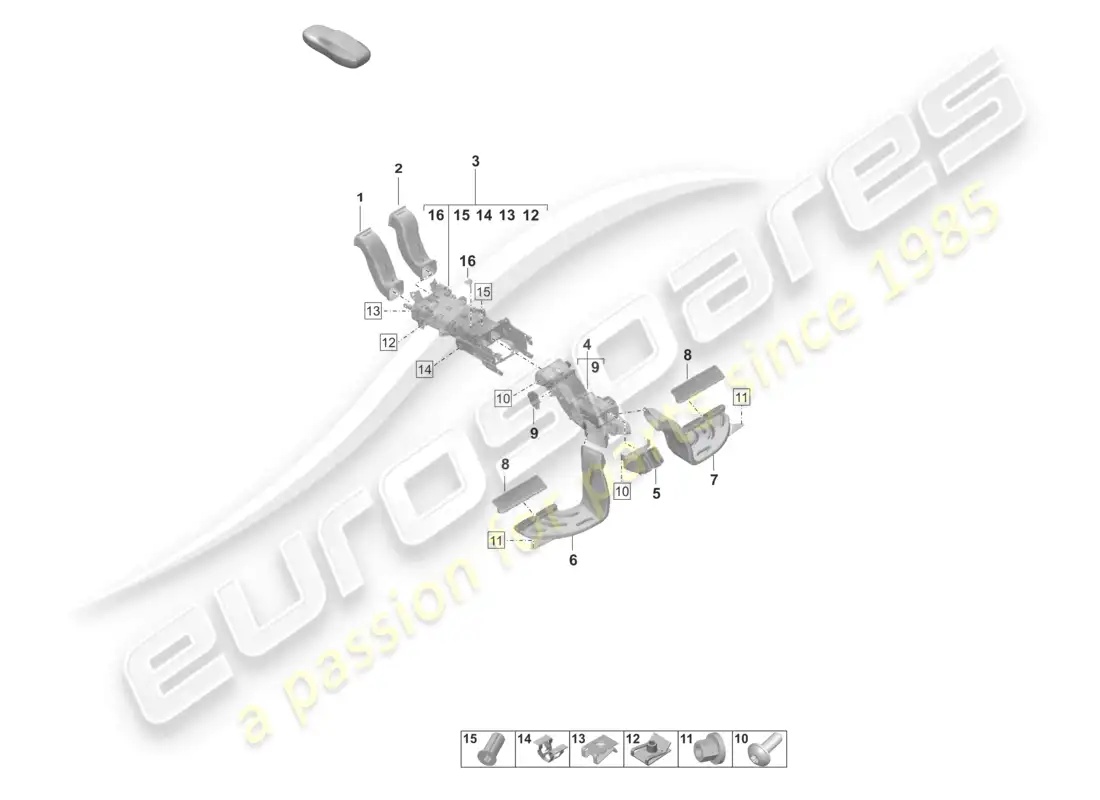 porsche 2020 (taycan 9j1-1) diagrama de piezas de la consola central de la guía de aire