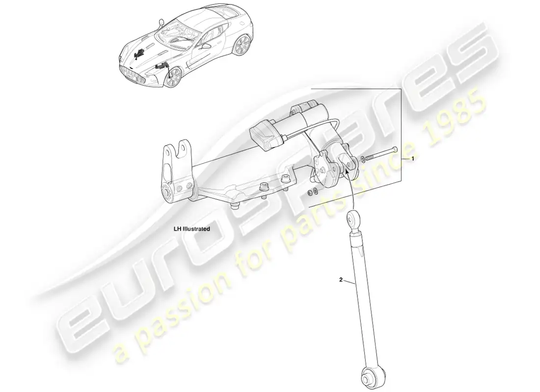 aston martin one-77 (2011) sistema de altura de manejo ajustable, delantero diagrama de piezas