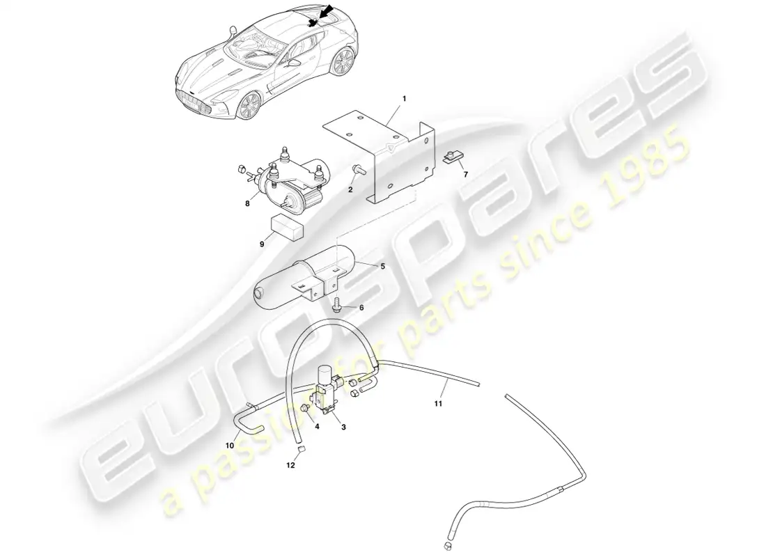 aston martin one-77 (2011) distribución de vacío diagrama de piezas