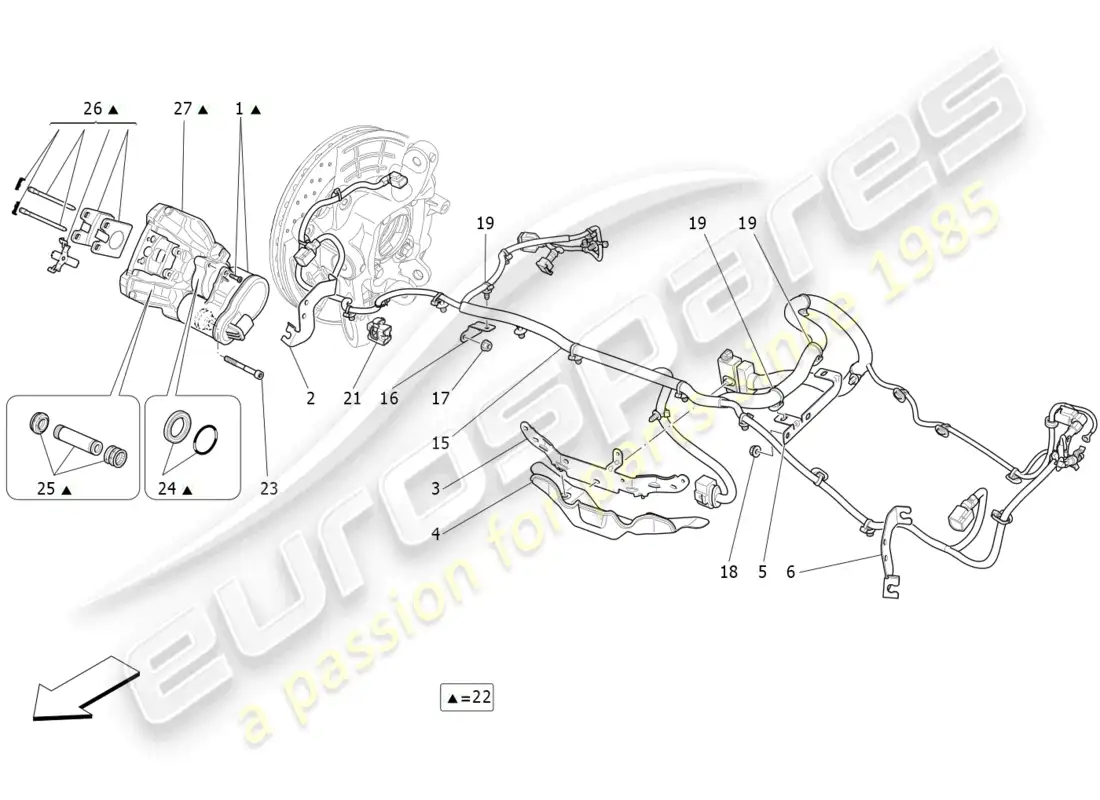 maserati ghibli (2018) parking brake diagrama de piezas