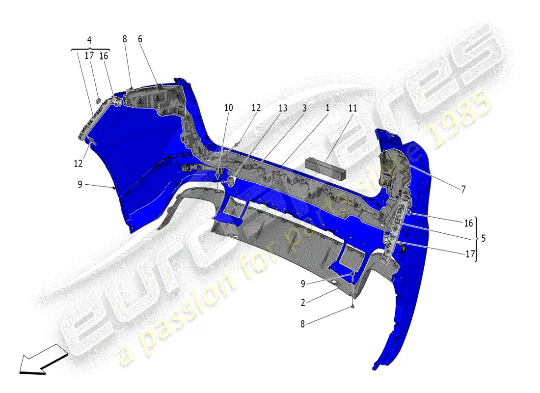 maserati grecale modena (2023) parachoques trasero diagrama de piezas