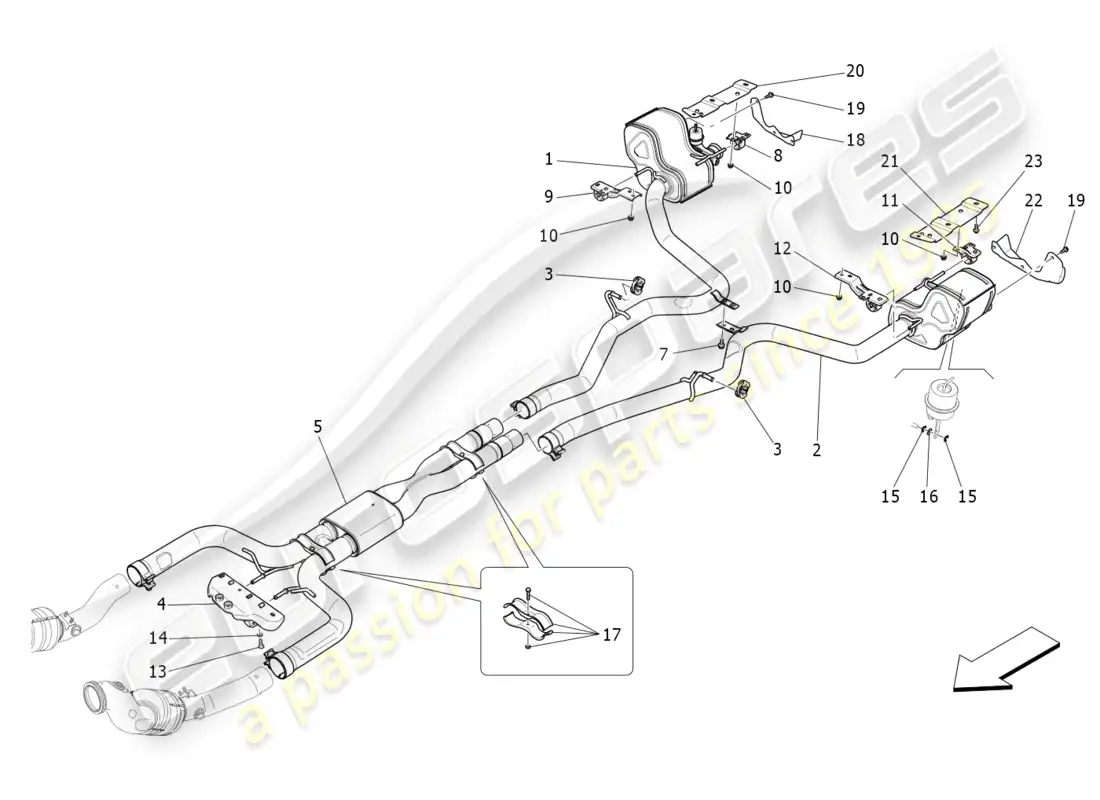 maserati levante (2018) silenciadores diagrama de piezas
