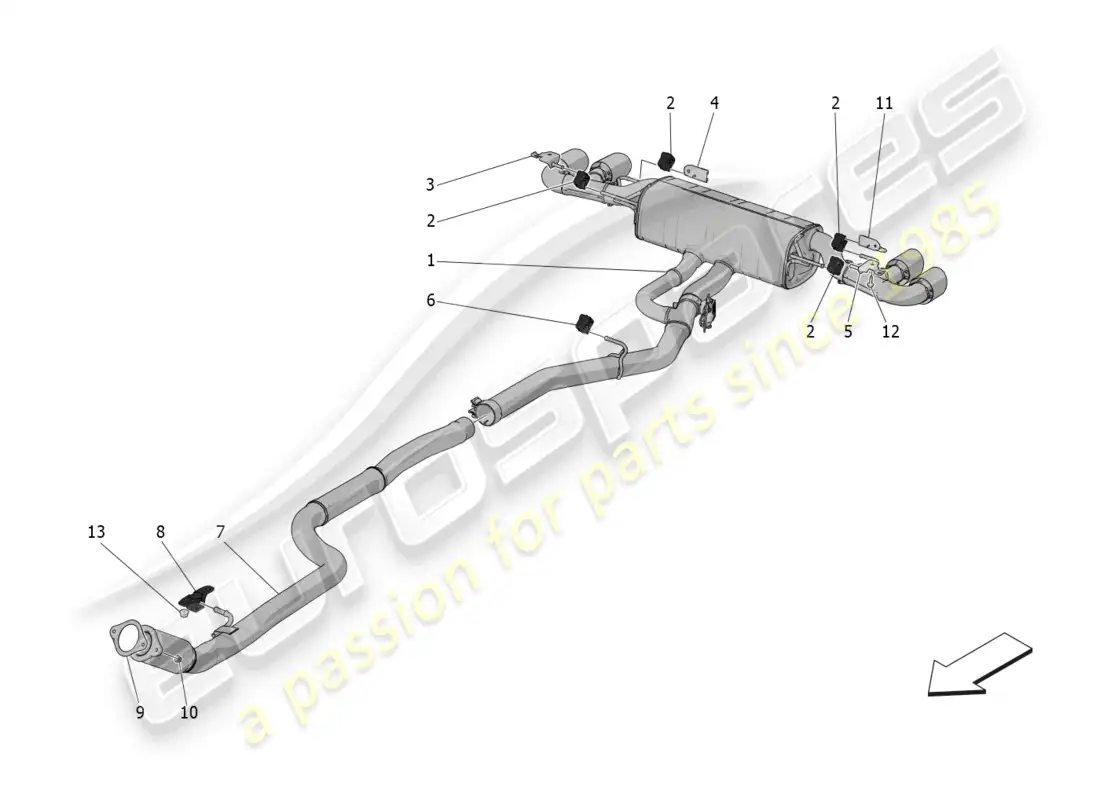 maserati grecale gt (2023) silenciadores diagrama de piezas