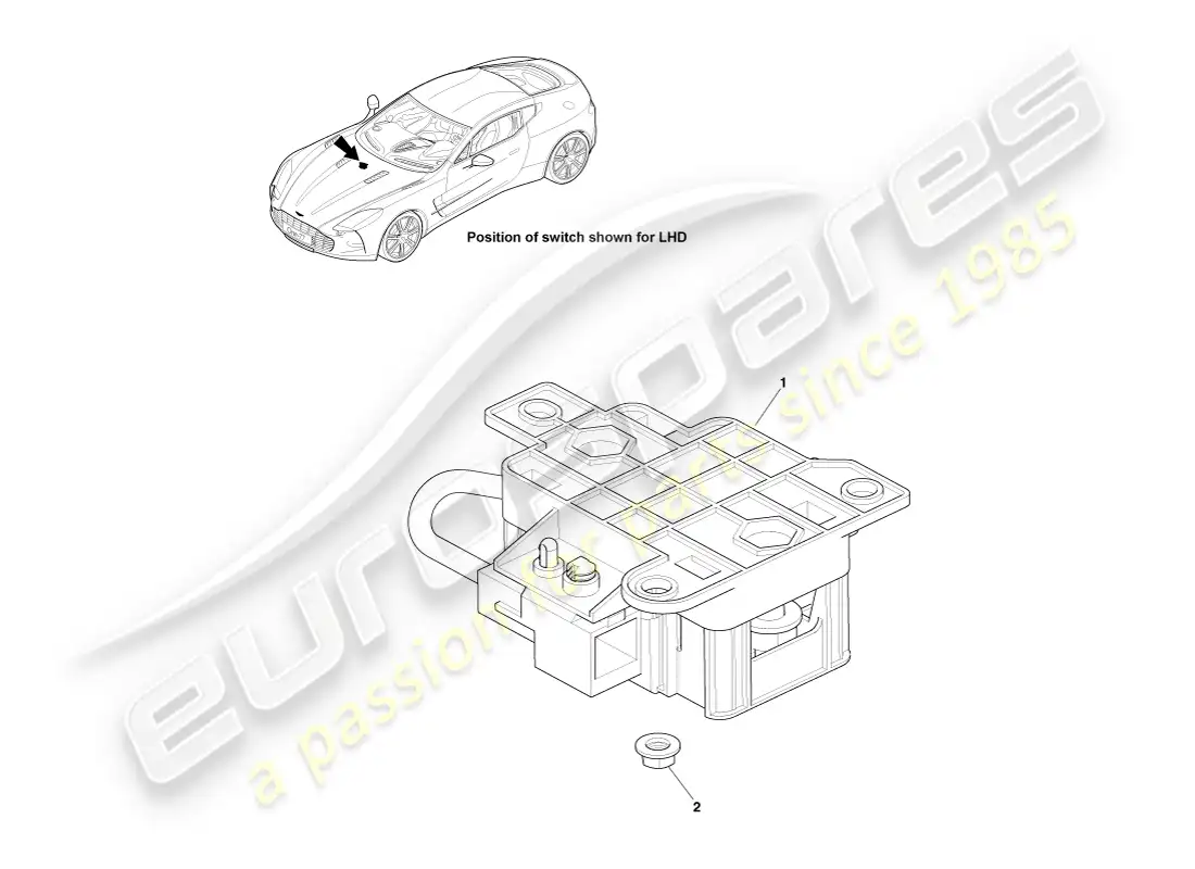 aston martin one-77 (2011) interruptor de desconexión de batería diagrama de piezas