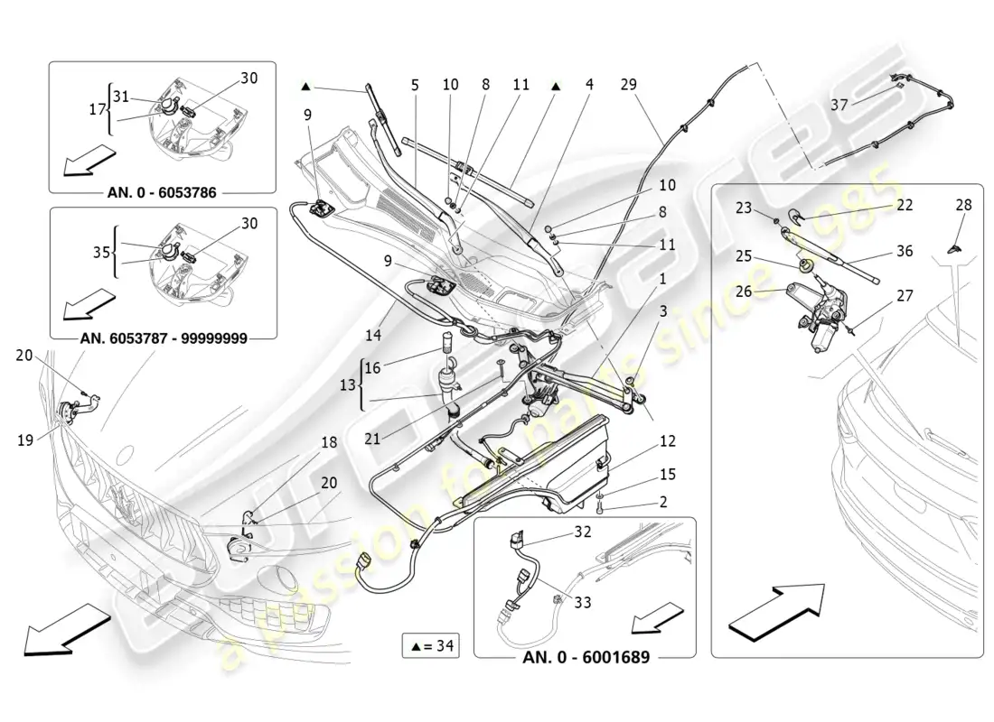 maserati levante tributo (2021) dispositivos externos del vehículo diagrama de piezas
