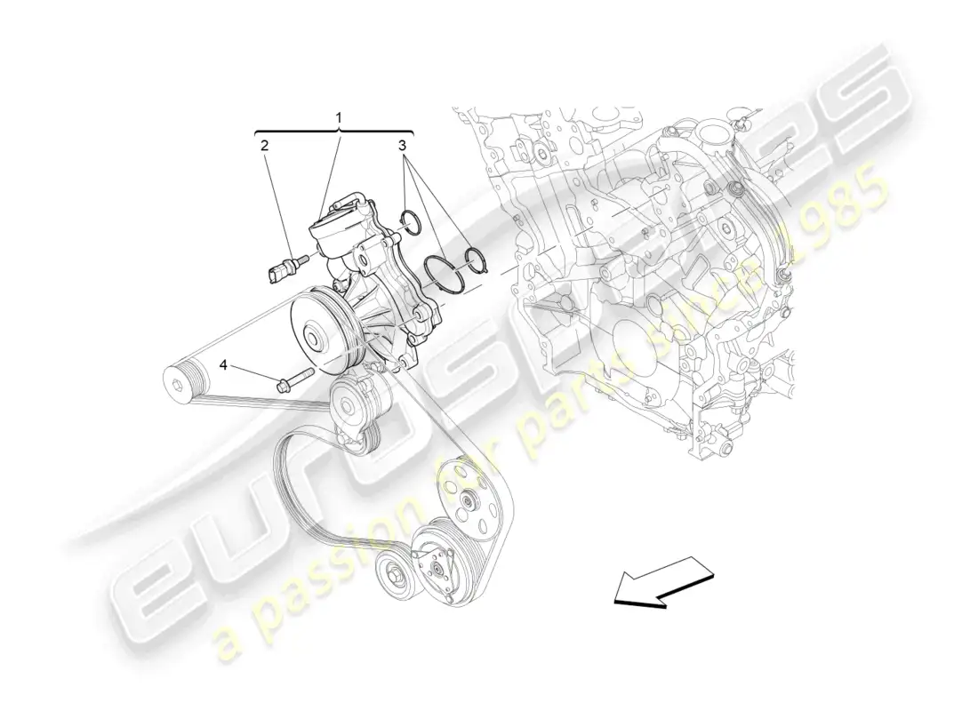 maserati ghibli (2015) sistema de enfriamiento: bomba de agua diagrama de piezas