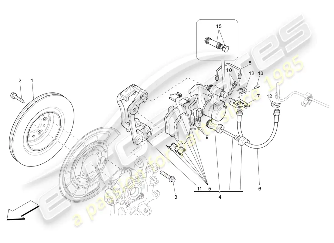 maserati ghibli (2016) braking devices on rear wheels diagrama de piezas