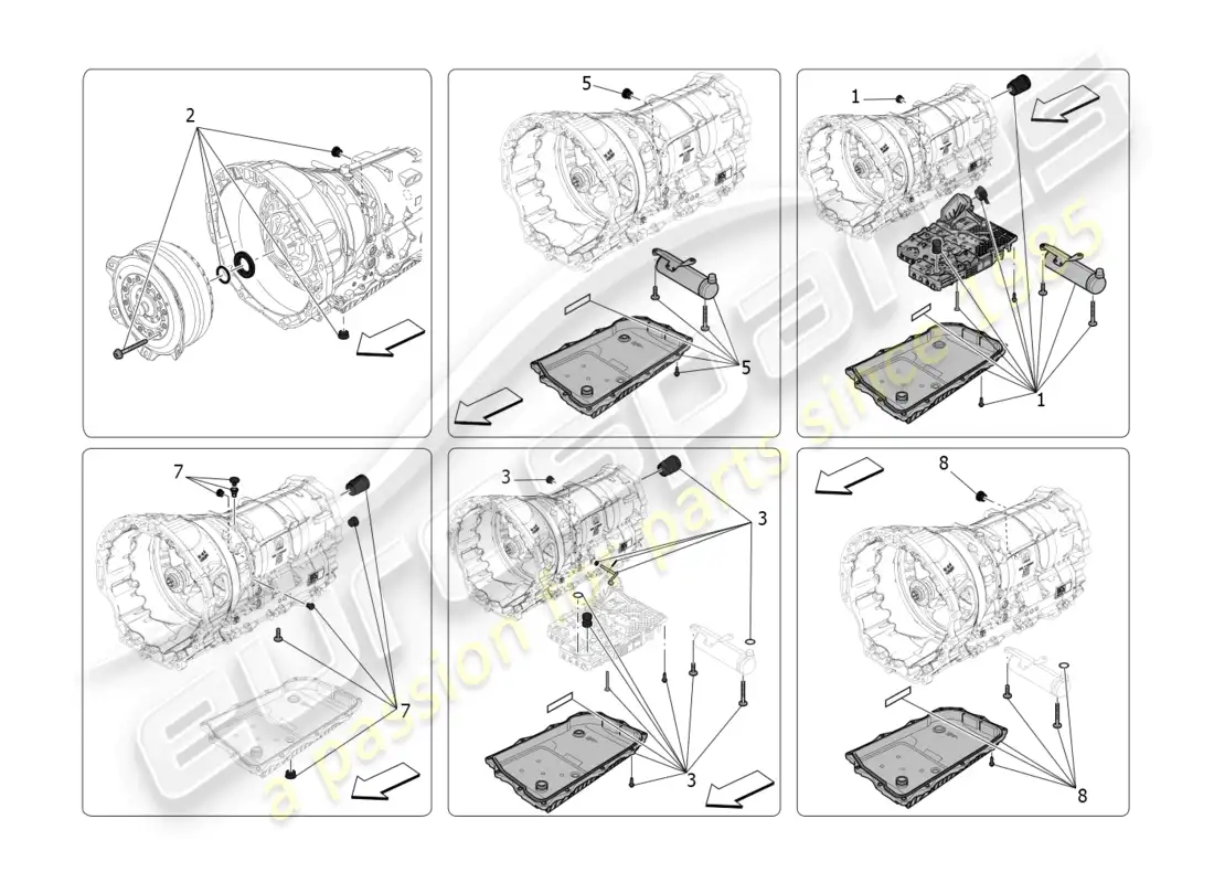 maserati grecale trofeo (2023) carcasas de caja de cambios diagrama de piezas